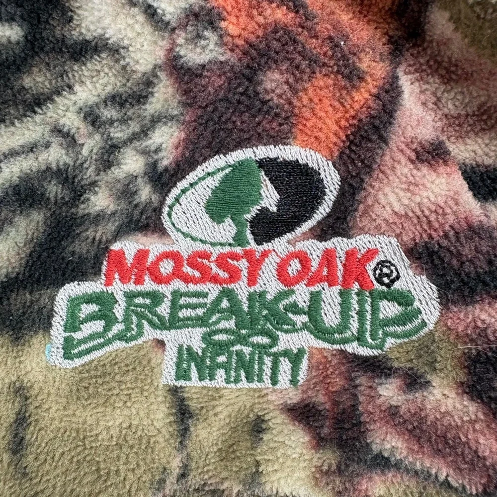 Mossy Oak Fleece Jacket Mens L Green Camo Breakup Infinity Full Zip Hunting Coat